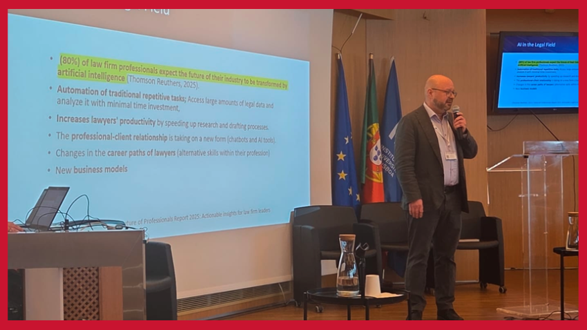 Académico FAE Usach expone investigación sobre inteligencia artificial y trabajo del conocimiento en conferencia internacional en Lisboa